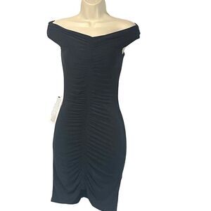Topshop Ruched JerseyOff the Shoulder Minidress in Black , Sz. 4